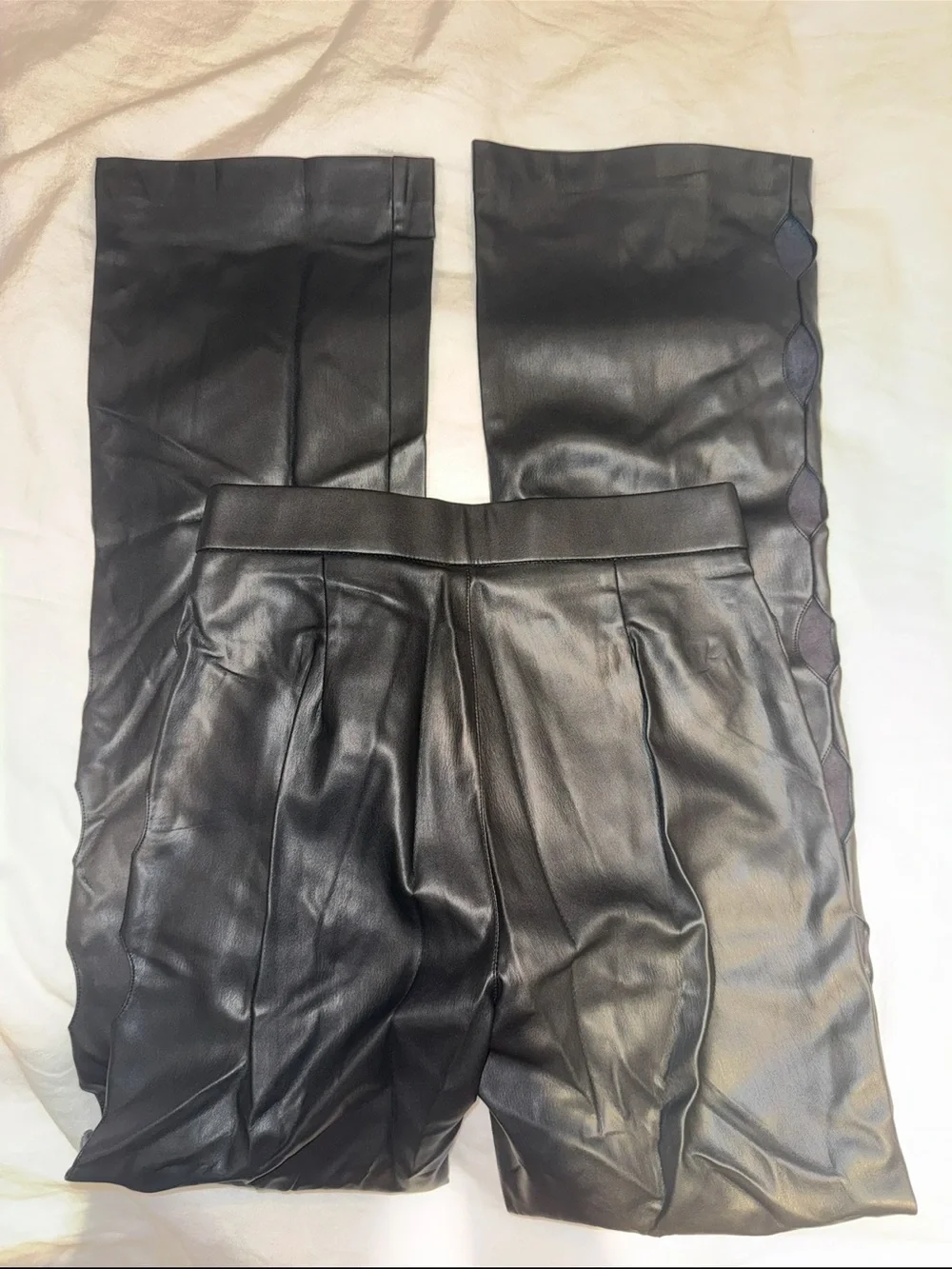 Zara Black Faux Leather cut out Pants